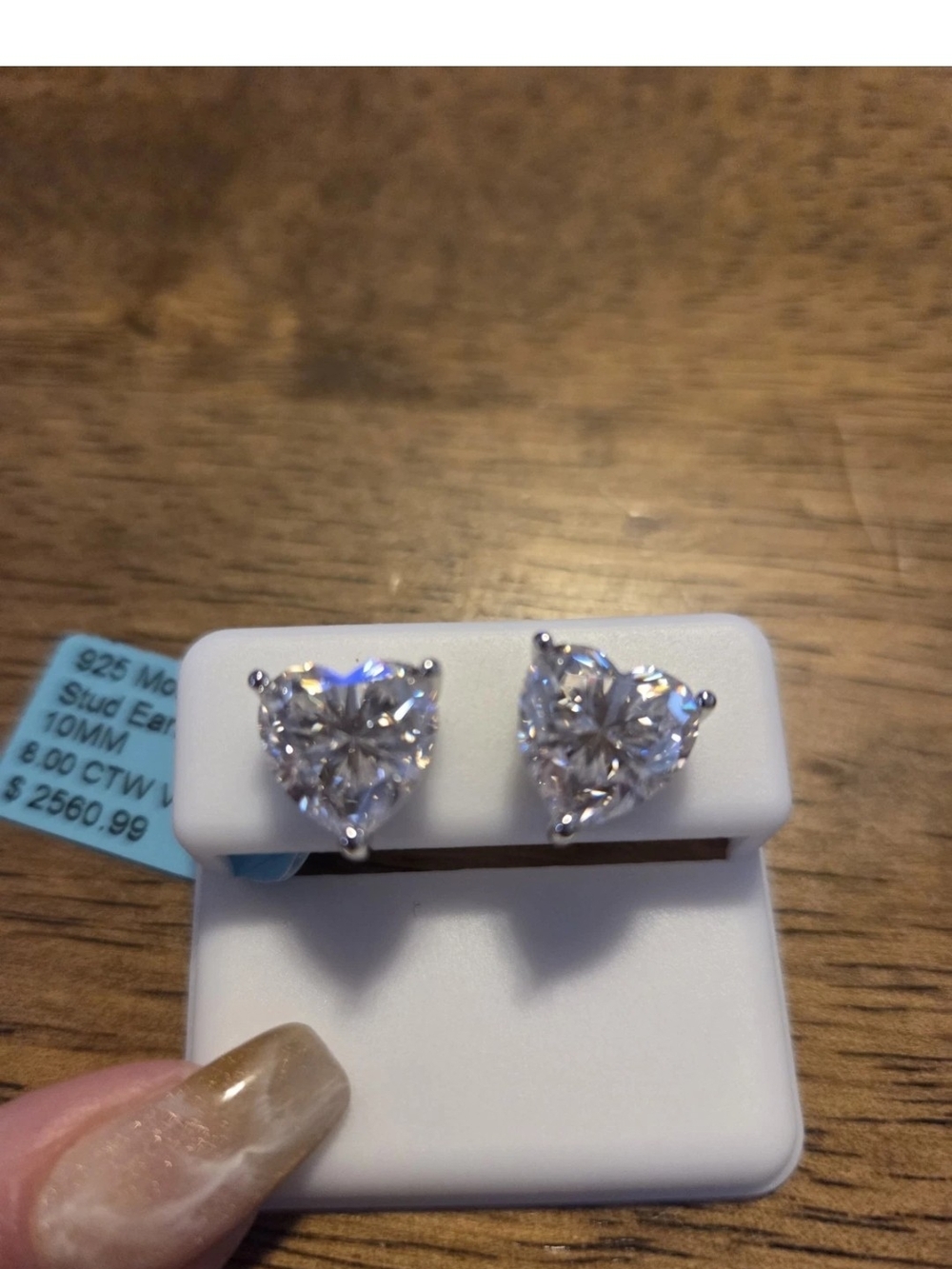 925 Sterling Silver 10MM 8.00 CTW VVSD Moissanite Heart Stud Earrings